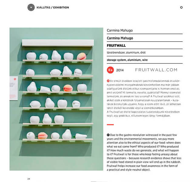 Frutero de pared colgante seleccionado y exhibido en la semana del diseño de Budapest